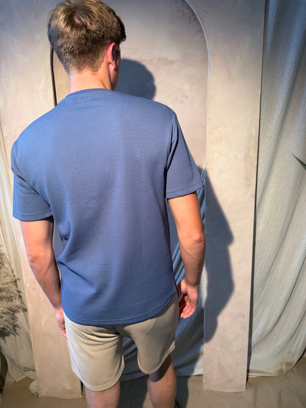 Blue/Stone Waffle T-Shirt