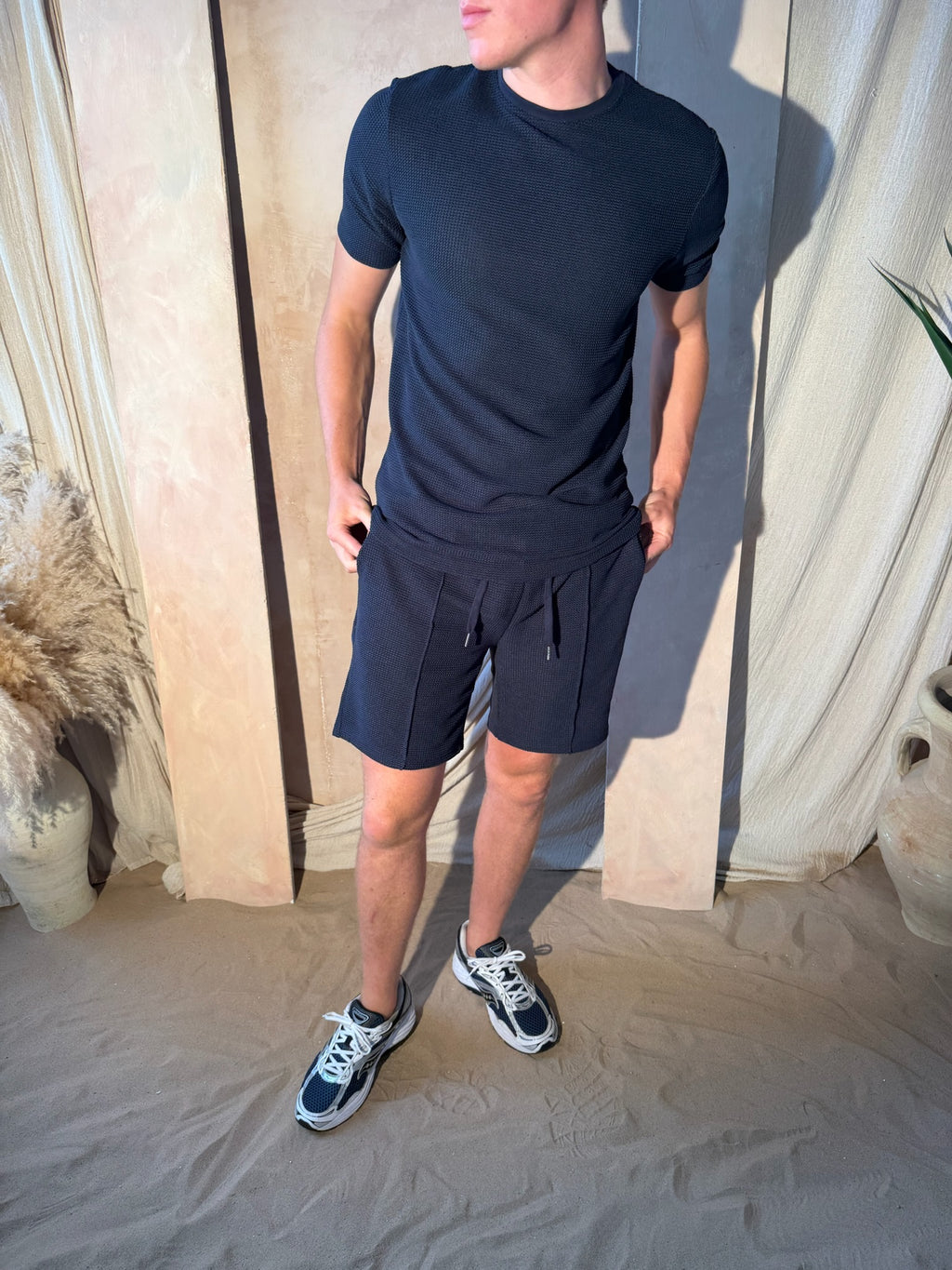 Navy Textured T-Shirt