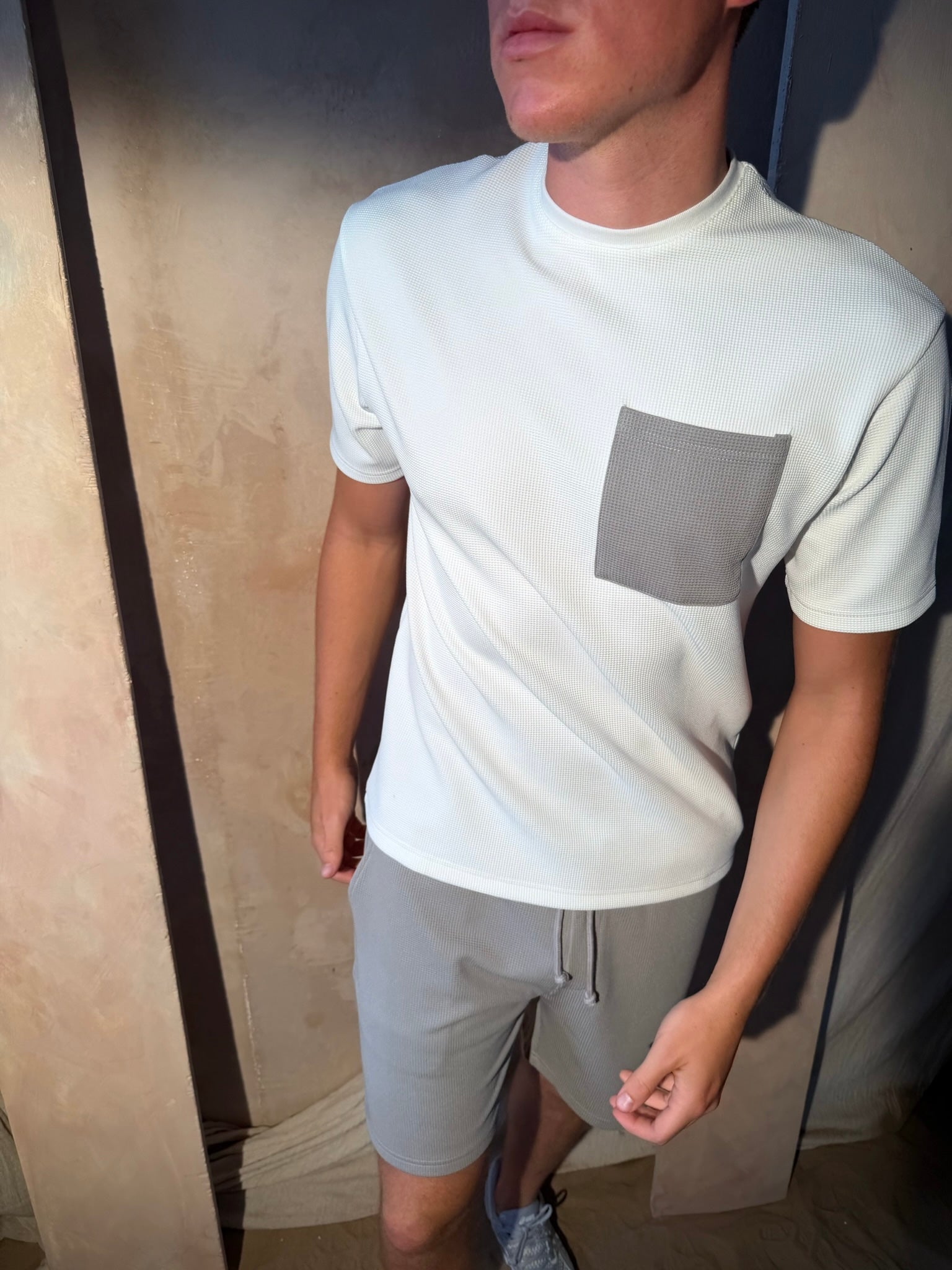 White/Grey Waffle T-Shirt
