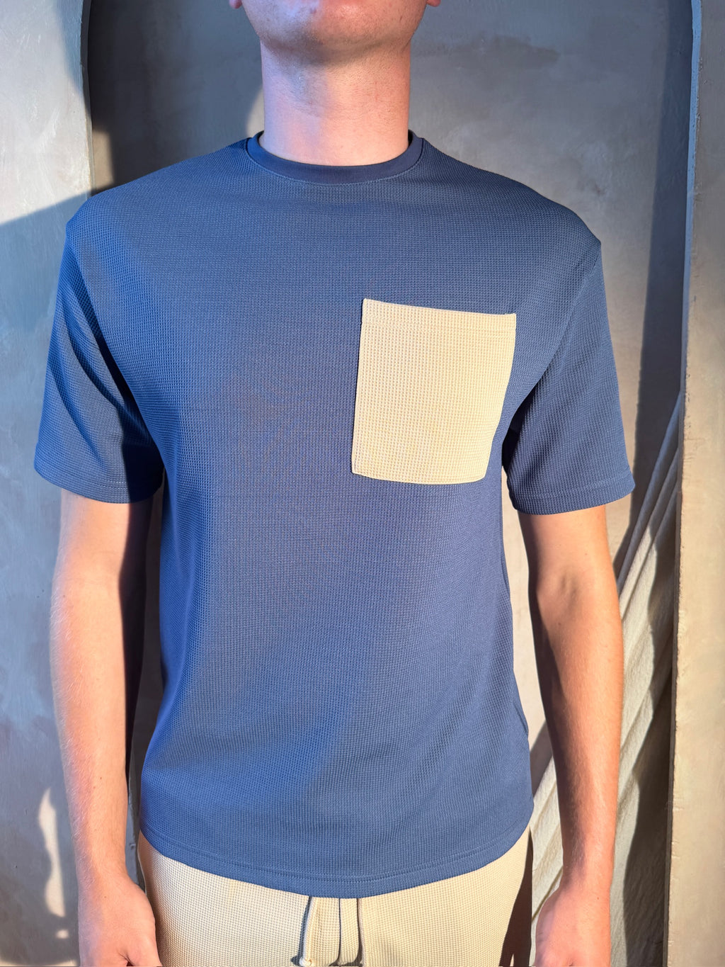 Blue/Stone Waffle T-Shirt