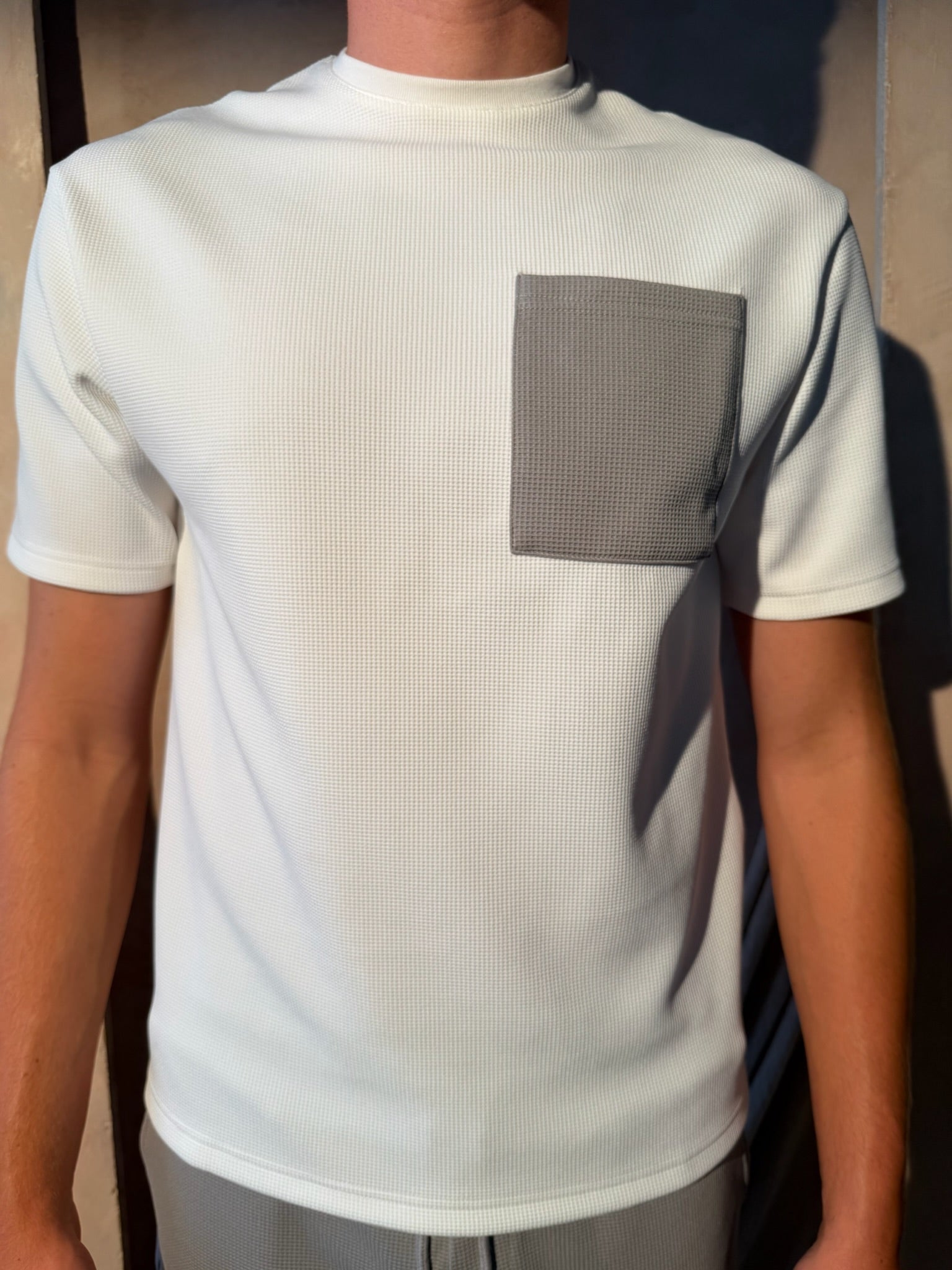 White/Grey Waffle T-Shirt