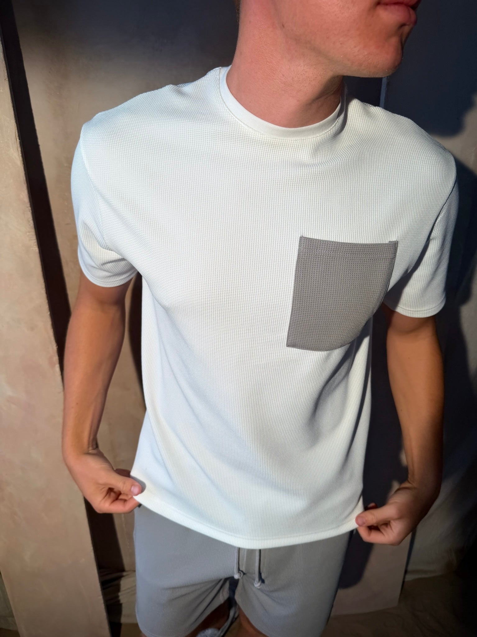 White/Grey Waffle T-Shirt