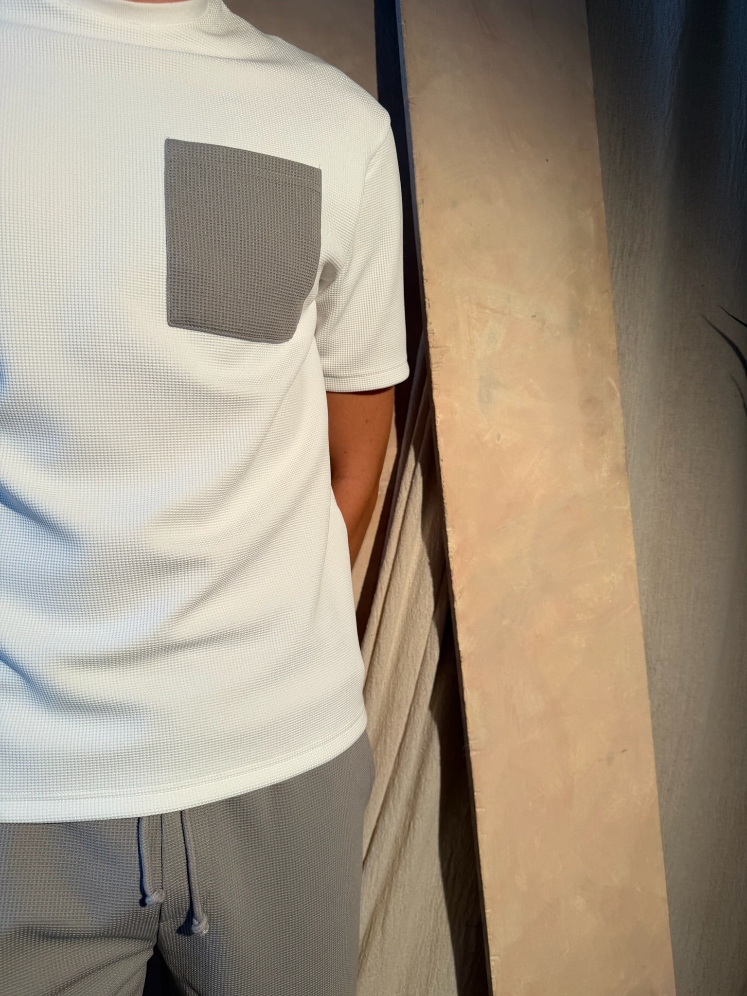 White/Grey Waffle T-Shirt