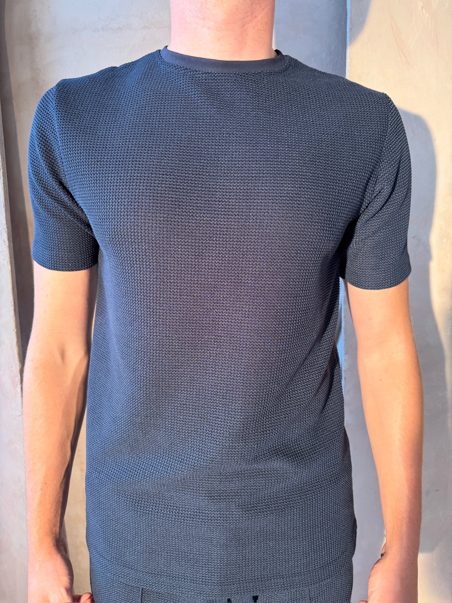 Navy Textured T-Shirt