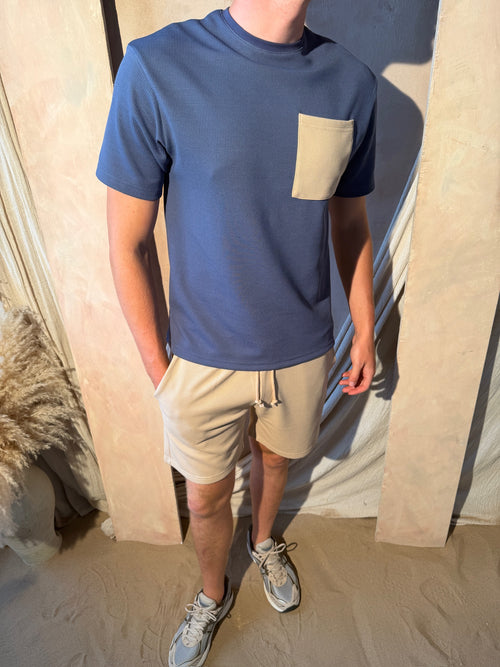 Blue/Stone Waffle T-Shirt